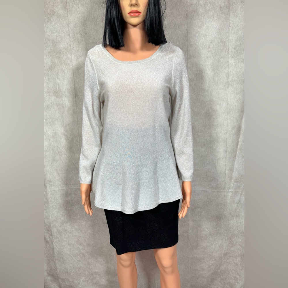 NWT - Philosophy Metallic Gray Cashmere Fitted Blouse Tunic